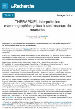THERAPIXEL interprète les mammographies grâce à ses réseaux de neurones _ larecherche.fr